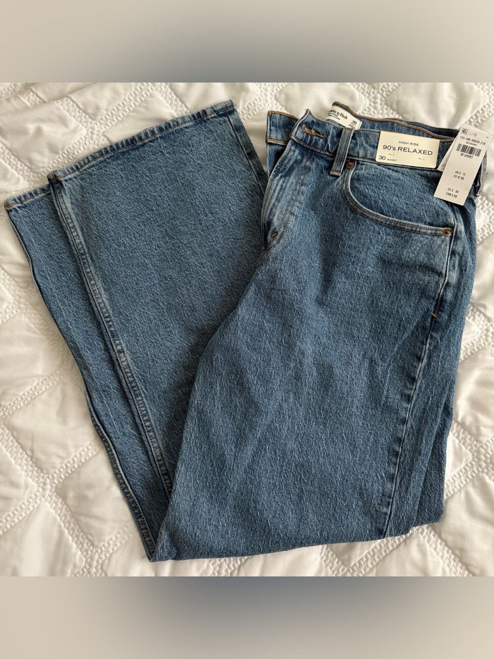 Abercrombie & Fitch 90's Relaxed High Rise Jeans, Size 30 SHORT